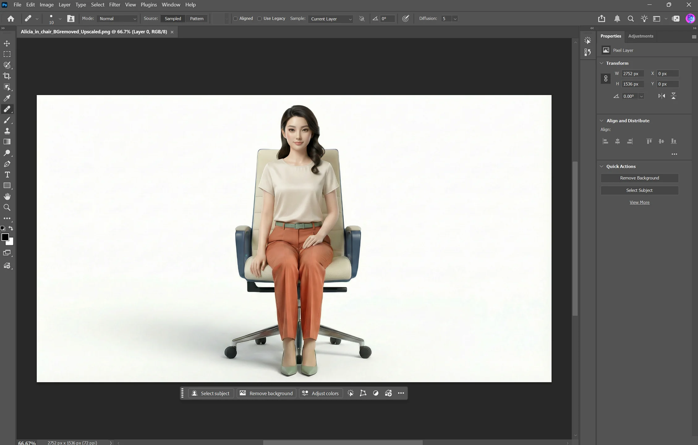 Photoshop refining and upscaling the composed frame with Topaz Gigapixel for production-grade clarity